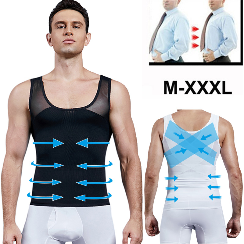 Crossfit Weight Vest - Men Shapewear Chest Compression Shirt to
