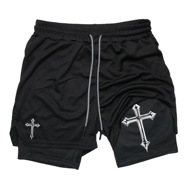 Crossfit Gear For Men - Cross Print 2-in-1 Workout Running Short