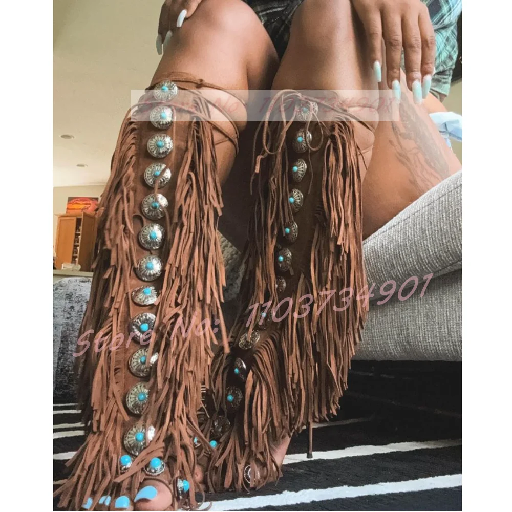Tassels Open Toe Gems Knee Hig - Crossfit Lady review and price