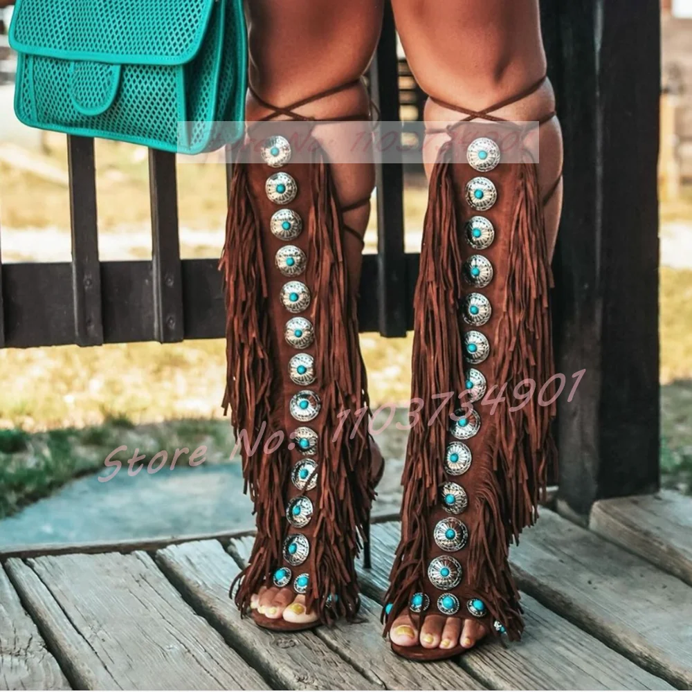 Tassels Open Toe Gems Knee Hig - Crossfit Lady review and price